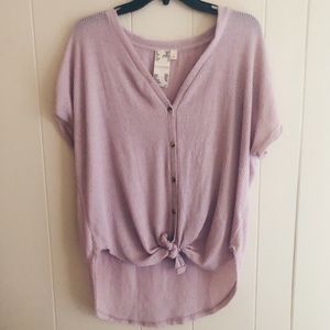 Blu Pepper High Low Tie Up Button Down Size L NWT